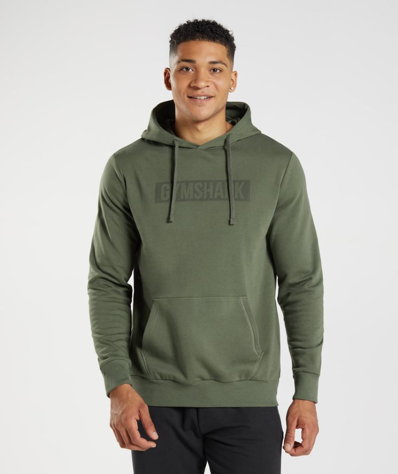 Men\'s Gymshark Block Hoodie Olive | NZ 4HUVSY